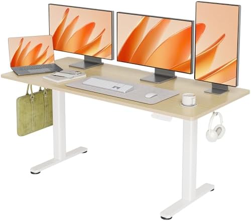 INNOVAR Electric Height Adjustable Standing Desk, 63x24 Inch, Nature