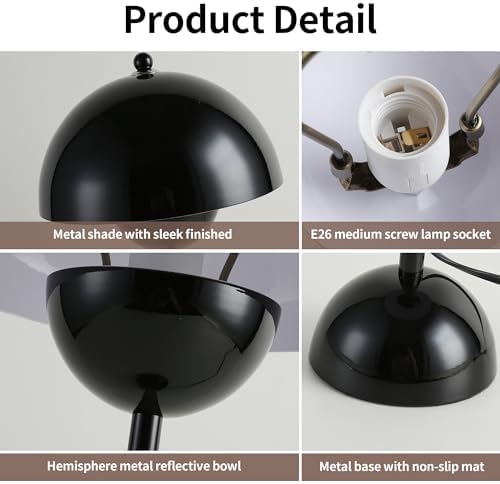 Creative Mid-Century Modern Bud Table Lamp for Home&Office, Glossy Black