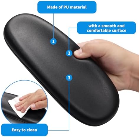 Office Chair Armrest Replacement, PU Arm Pads Caps, Fit to Most Chairs with 4" Mounting Hole Distance, 1 Pair