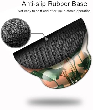 Ergonomic Mouse Pad with Wrist Support,Mouse Pad with Wrist Rest,Relieve Wrist Pain Mousepad Non-Slip Rubber Base,Mouse Pads for Desk,Computers,Laptop,Office,Home,Accessories Plants Orange