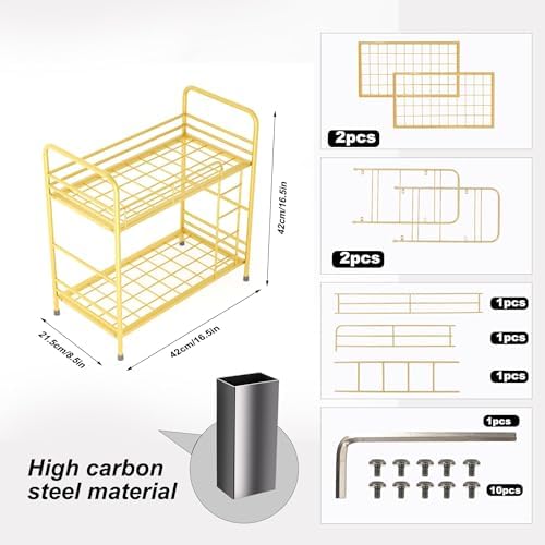 Desktop Shelf Organizer, 2 Tier k Organizer Storage Rack and Frees Up The Space of The Desk, Small Metal Bookshelf with Bunk Bed Design for Dormitory, Home, Office