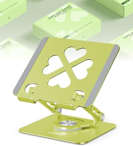 Adjustable Tablet Stand, Foldable 360° Aluminum Holder, Green