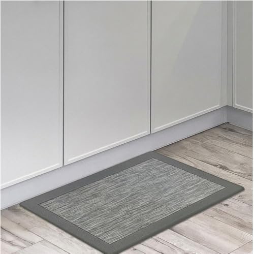 PowerSellerUSA Anti-Fatigue Clarke Comfort Floor Mat, Non-Slip Cushioned Standing Mat, ECO PVC Foam, Easy to Clean, for Kitchen, Bathroom, Living Room & Office Standing Desk, 18" x 30", Grey