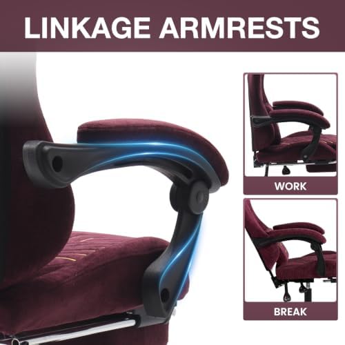 Gaming Chair Fabric with Footrest for Office and Home 300 LBS Purple