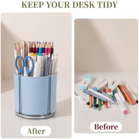 360° Rotating Pen Holder for Desk Adjustable Pencil Organizer, Blue
