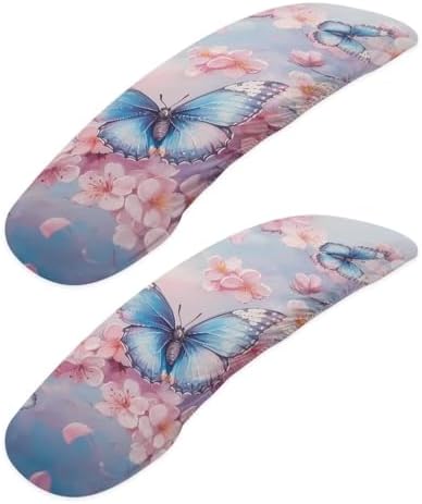 Butterfly Print Office Chair Arm Covers Set of 2, Peach Blossom Print Arm Rest Covers, Stretchy Washable for Desk & Computer Chairs