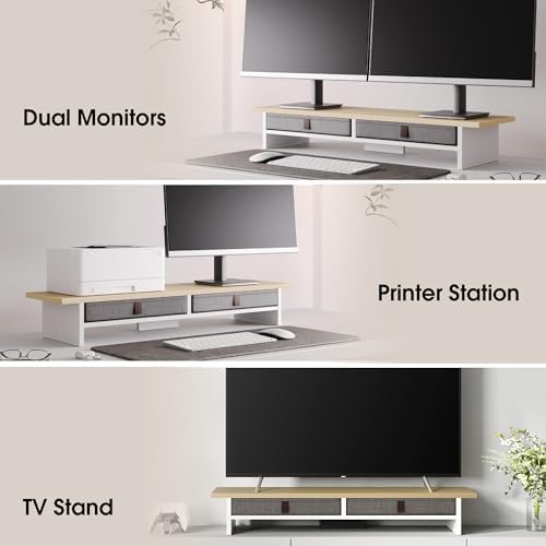 Fenge 35 Inch Monitor Stand with Drawer Storage, Computer Riser for Desk