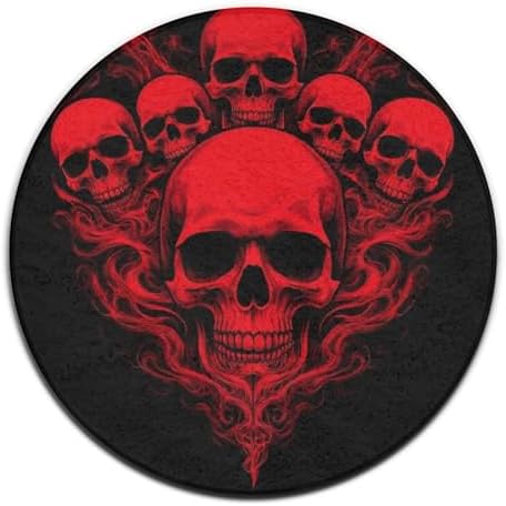 Circular Rugs Large Modern Round Area Rug Fashion Decor Mat for Home Office Red Skull