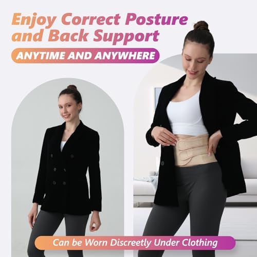 Posture Corrector for Women and Men, Adjustable Shoulder Straightener with Full Back Support, Relief for Lower & Upper Back Pain, Spine, Scoliosis Relief (Beige, Medium)