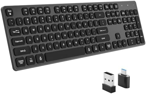 Rechargeable Wireless Keyboard for Mac and Windows, Ultra Slim 2.4GHz Full-Size Keyboard with Low-Profile Quiet Keys, Compatible with PC, Laptop, Windows 11/10/8/7 (Black)