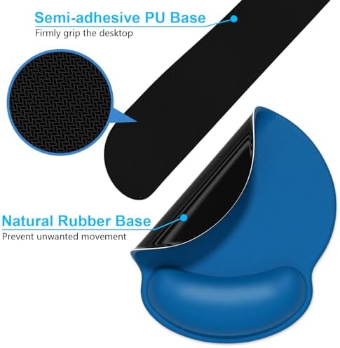 Dapesuom Keyboard Wrist Rest and Mouse Pad with Wrist Support, Memory Foam Cushion for Keyboard and Mouse Set, Ergonomic Desktop Pad Rests with Non Slip Base for Easy Typing & Pain Relief, Dark Blue