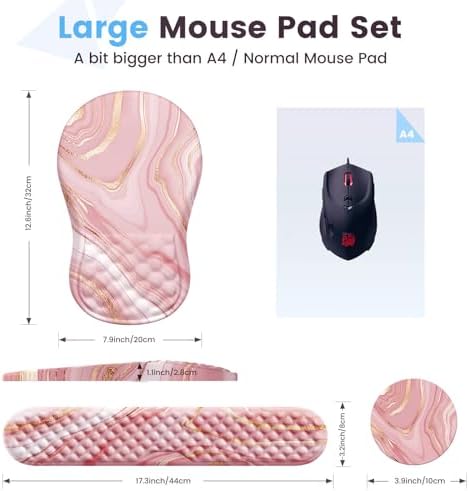 HAOCOO Ergonomic Keyboard Wrist Rest & Mouse Pad Set, Rose Gold Pink