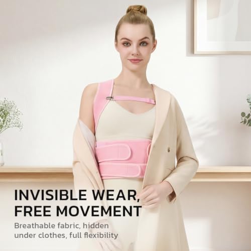 AOFIT Posture Corrector Back Brace for Women Under Clothes, Pink, L