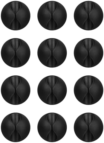 Flezoo 12PCS Black Adhesive Cable Clips Cord Organizer for Wire Management