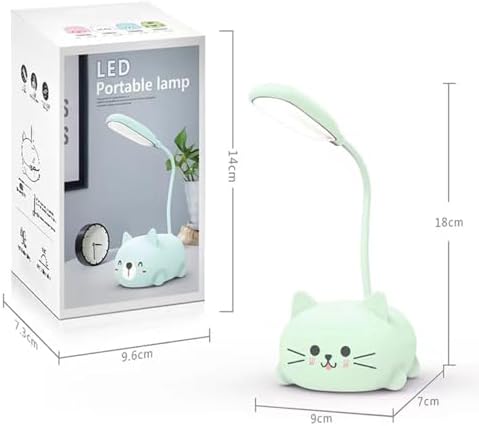 Neioaas LED Desk Lamp for Kids,Cute Cat Lamp USB Rechargeable Reading Light