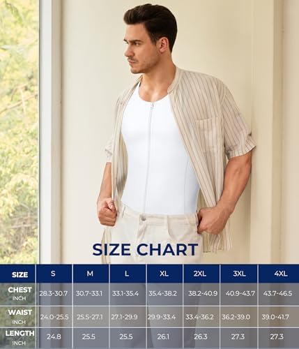 TAILONG Men Compression Shirt for Body Slimming Tank Top Shaper Tight Undershirt Tummy Control Girdle