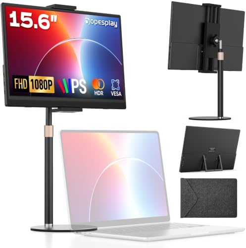 Dopesplay 15.6" FHD Portable Monitor with Adjustable Stand & Sleeve