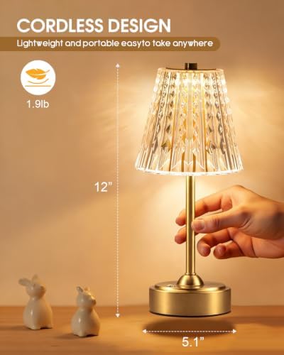 Nusogon Cordless Touch Table Lamp, Premium Rechargeable LED Small Desk Lamp
