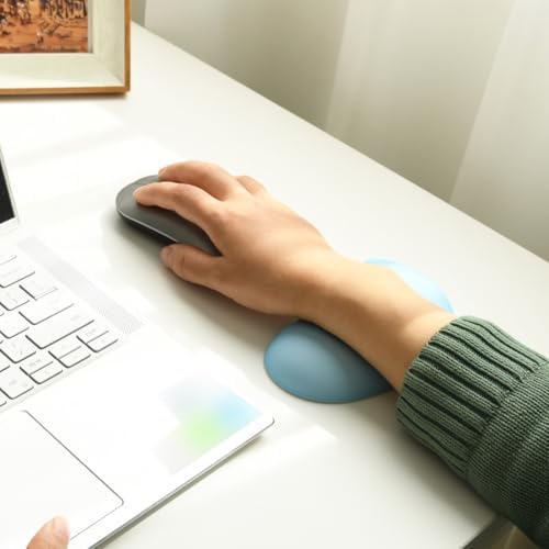 Ergonomic Mouse Wrist Rest Pad, Small Gel Mouse Keyboard Support Cushion Non-Slip Base, for Easy Typing and Wrist Pain Relief Office Computer, Laptop, PC Gaming (Blue)