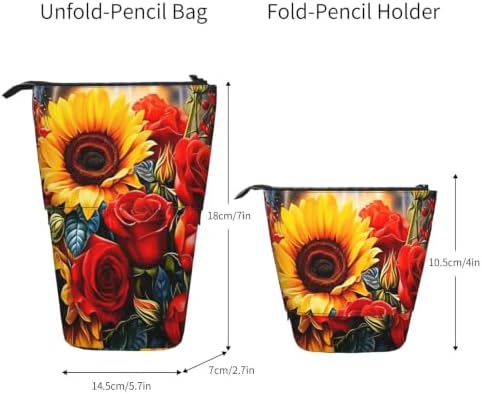 Sunflowers and Roses Flowers Standing Pencil Case