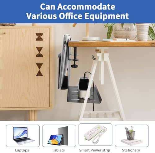 LUKETURE Desk Side Storage,11-4/5" Power Strip Cable Management Tray