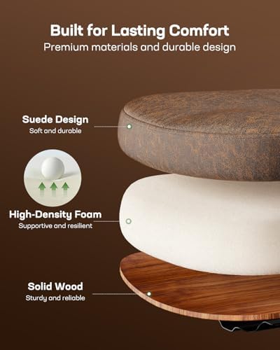 Marsail Drafting Chair with Flip-Up Armrests and Footrest, Ergonomic Tall Office Chair, Height Adjustable High Chair, Brown Leather Seat with Thick Cushion, 360° Swivel, Pack of 2