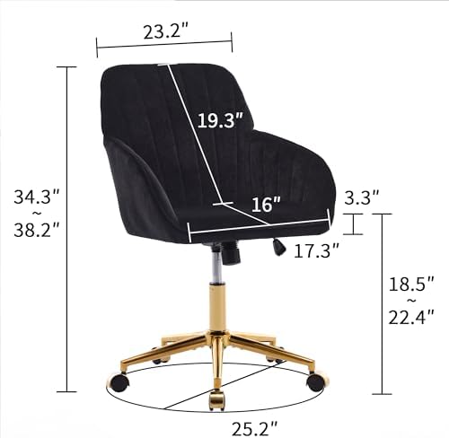 Ergonomic Home Office Desk Chair, Memory Foam Swivel Task Chair, Gold Base
