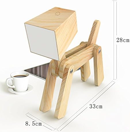 Super Cute Dog Table Lamp for Kids Room Bedroom Bedside, Wood Color