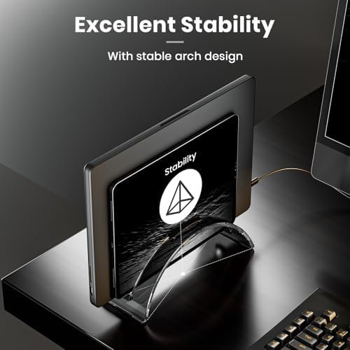 Yikola Vertical Laptop Stand for Desk, Vertical Laptop Hoder Space-Saving Organizer for All MacBook, Laptop Stand Acrylic Invisible Desktop Notebook Dock-Black…