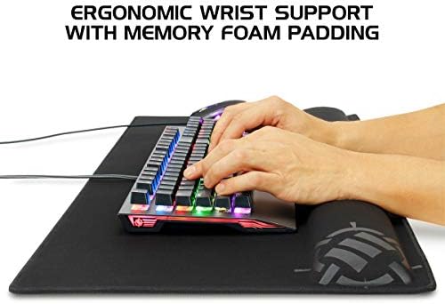 ENHANCE XXL Large Mouse Pad for Desk with 2XL Ergonomic Memory Foam Wrist Rest Support (31.5 x 13.78 x 1 inches) - Desk Pad with Anti-Fray Stitching & Soft Cushion Mat Surface, Designed in the U.S.