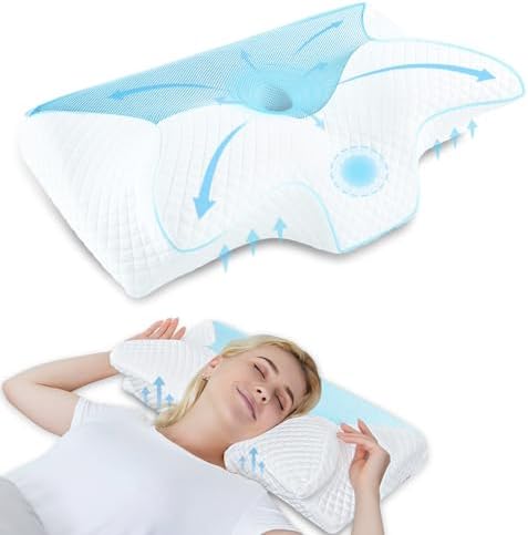 HOMCA Cervical Pillow, Ergonomic Memory Foam Neck Pillow for Pain Relief