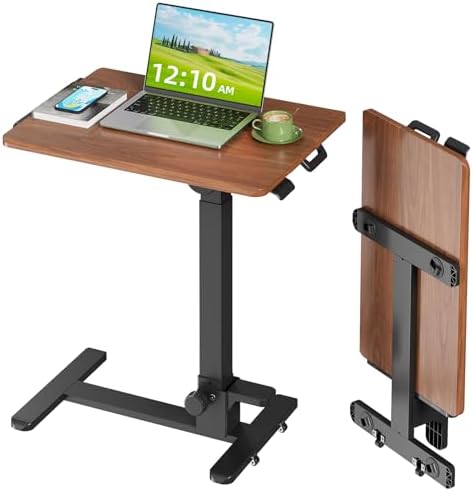 27" Foldable Standing Desk, No-Assembly Needed, Dark Wood