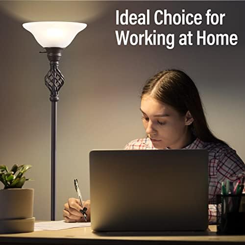 GyroVu Torchiere Floor Lamp for Living Room, LED Standing Reading Light