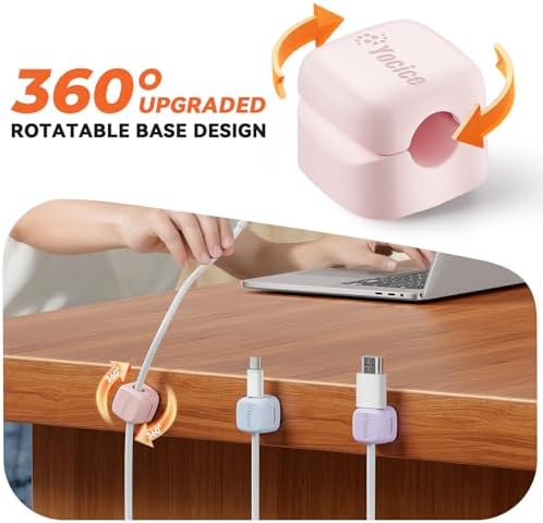 12Pack 360° Rotatable Cord Organizer for Desk Charger, Multicolor