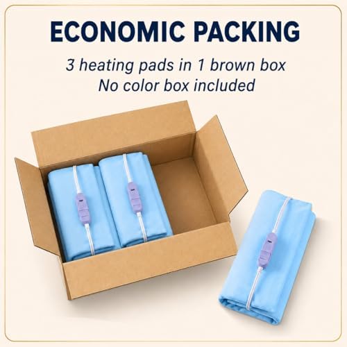 Boncare® Stay-On Small Vinyl Electric Heating Pad for Neck and Shoulders and Back Without Auto-Off, Low & High Heat Levels, Waterproof Hot Heat Pad with Washable Cover (11.5“x13.5, 3-Pack)
