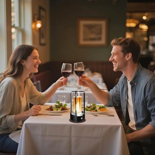 Cordless Table Lamp, 4000mAh Rechargeable Battery-Operated (Black)