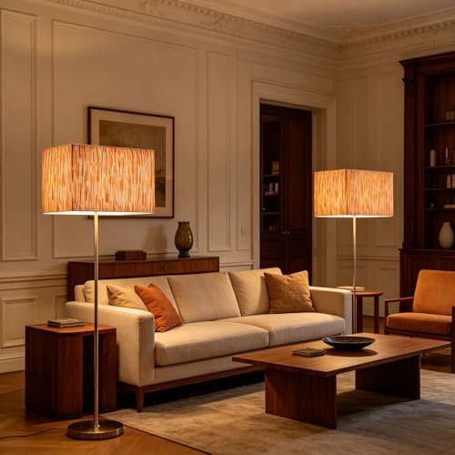 GO&SO Large Rectangle Lamp Shades Set of 2,16"x8"W Texture Multi-Red Shade