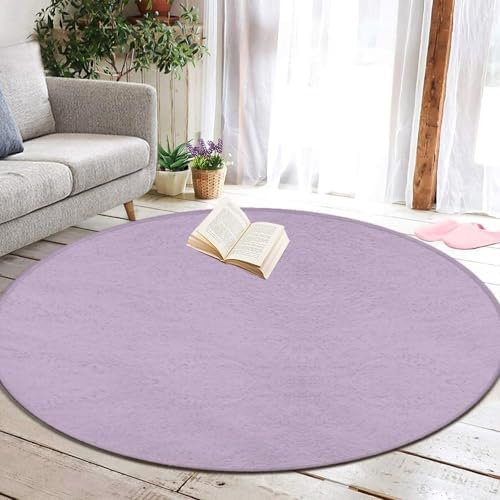 Large Round Area Rug Home Decor Modern Bathroom Rug Kitchen Office Circle Rug for Living Room Sofa Circle Cute Mat Light Purple, 36inch