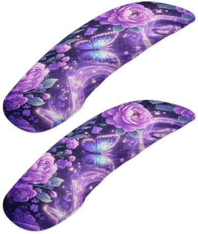 Office Chair Arm Rest Cover Set of 2 Butterfly Floral Printed Soft Fabric Gaming Chair Armrest Covers with Elastic Edge Anti-Slip Gaming Chairs Arm Rest Slipcover, Easy to Install & Clean