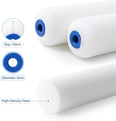 Mister Rui High Density Foam Paint Roller, 10 pcs, 4 Inch Mini Paint Roller