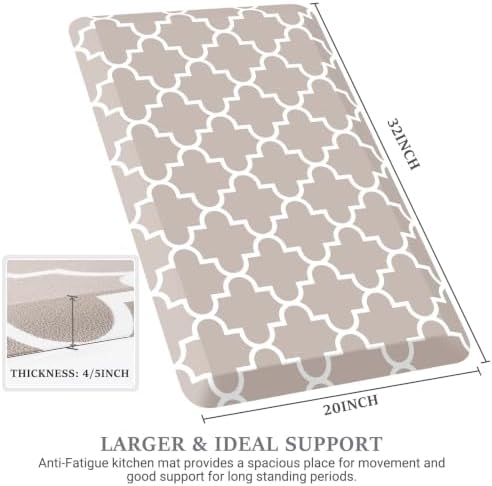 WISELIFE Anti Fatigue Mats for Kitchen Floor, 20" x 32", 4/5 Inch, Khaki