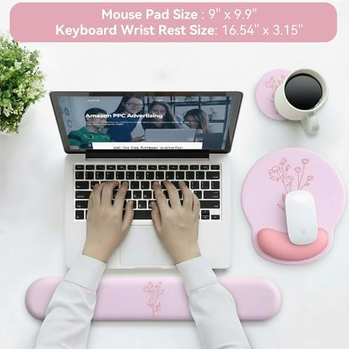 Mouse Pad with Keyboard Wrist Rest,Ergonomic Mousepad Support Set