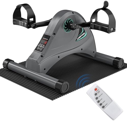Under Desk Bike Pedal Exerciser for Seniors, LUBBYGIM Mini Exercise Bike for Physical Therapy, Electric Motorized Foot Pedal Machine for Arm and Leg Fitness, 6 Speed Levels