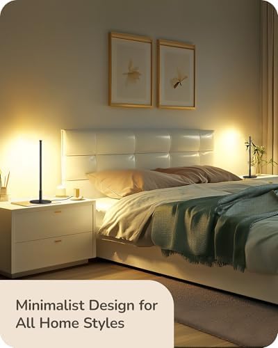 EDISHINE LED Table Lamp Set of 2, Modern Desk Lamps, Black Bedside Lamps