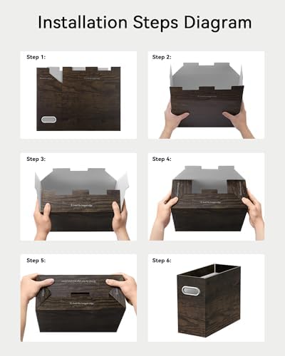 Oterri Portable Collapsible Cardboard File Box with Handle for Letter-Size