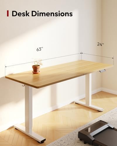 SANODESK 63''x24'' Height Adjustable Electric Standing Desk for Home Office