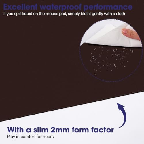31.5" x 15.7" Waterproof Fabric Mouse Mat, Rubber Anti-Slip Base, Brown