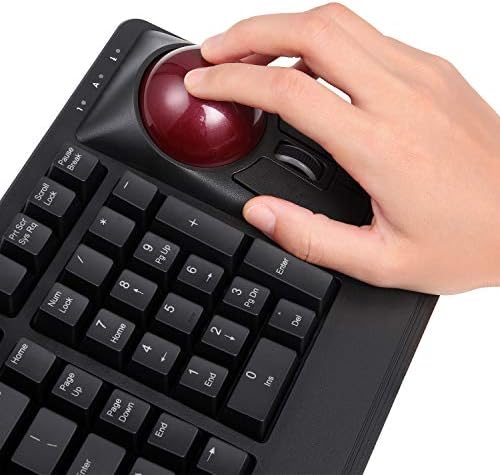 Perixx Periboard-522 Wired Trackball Mechanical Keyboard, Build-in 2.17 Inch Trackball with Pointing and Scrolling Feature, Durable 3.2lbs Weight