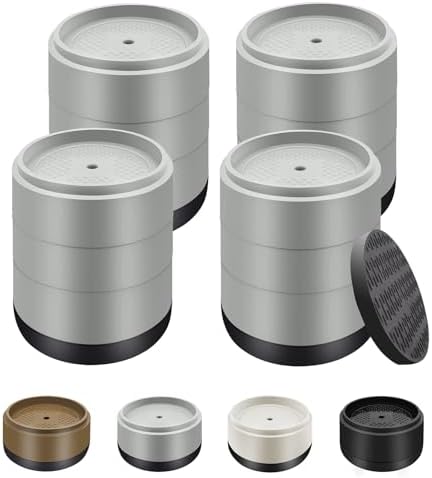 Furniture Risers Bed Risers Heavy Duty 1 inch, 2 inch, 3 inch, 4 inch Round Adjustable Bed Lifts Riser for Desk Legs Table Couch Sofa Chair Refrigerator Washing Machine (1+1+1 Inch, Gray, 4 Pack)