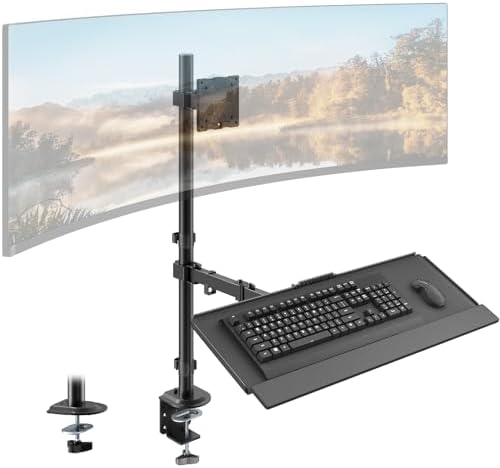 PUTORSEN 49''Monitor Arm with Keyboard Tray, Keyboard Desk Mount